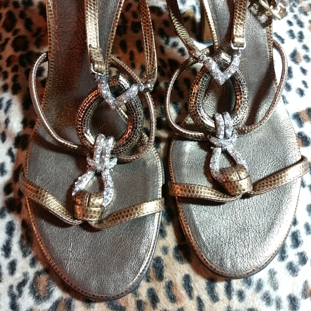 Giuseppe Zanotti Strappy Jeweled Metallic Heels